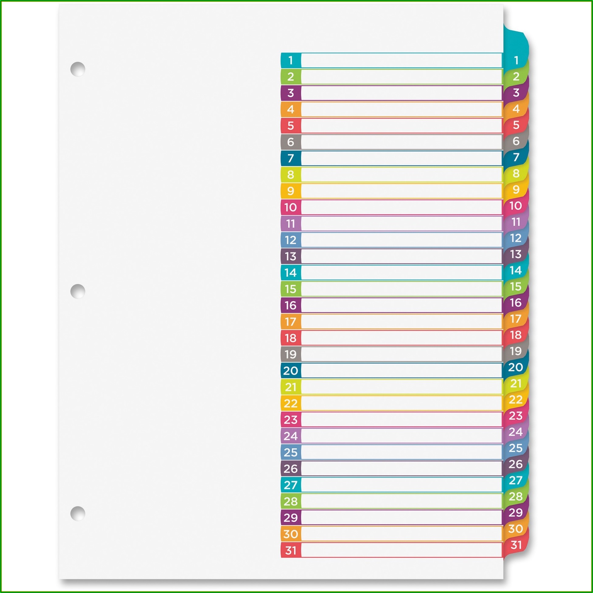 Avery 1 31 Tab Template