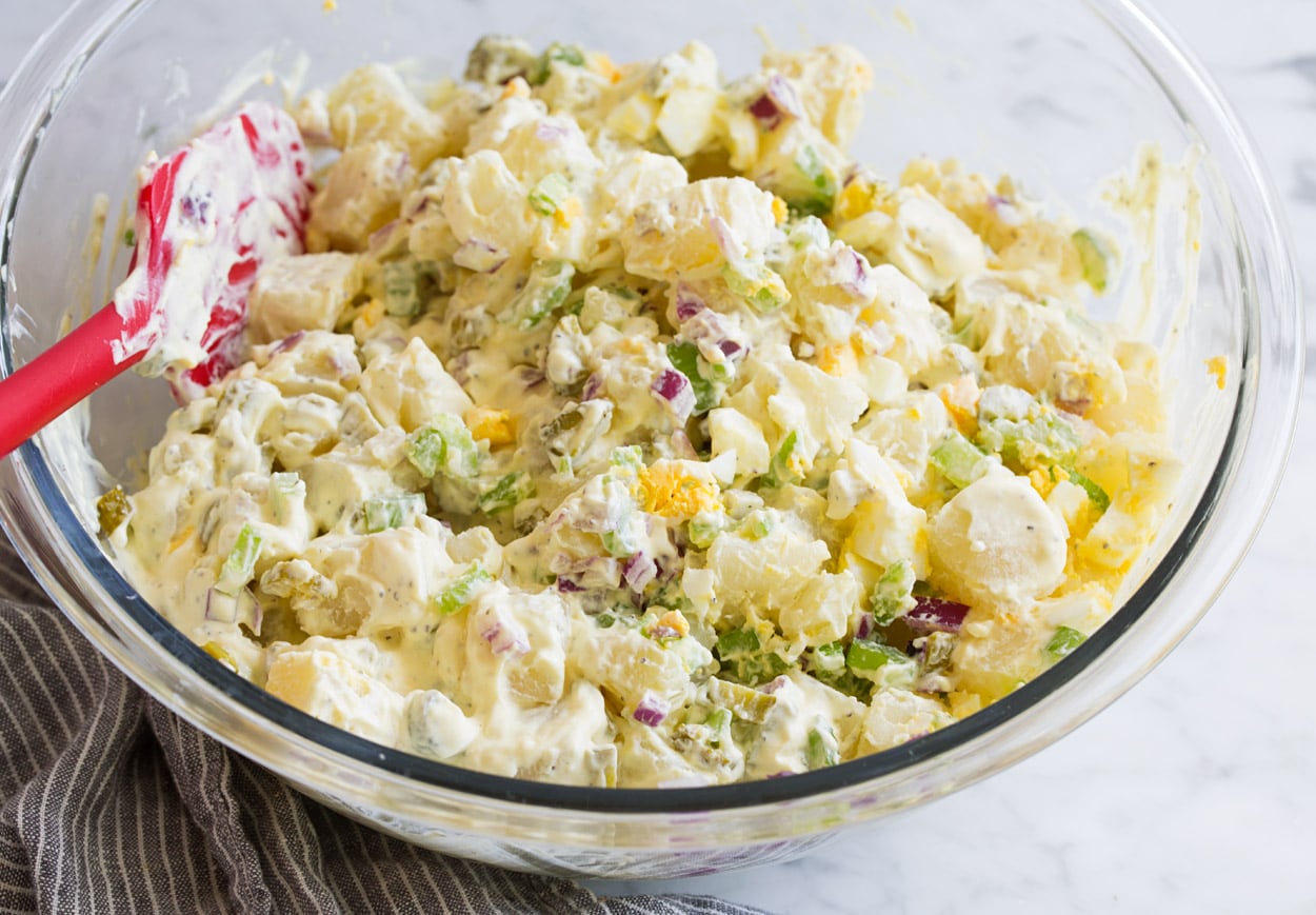 homemade potato salad in serving bowl