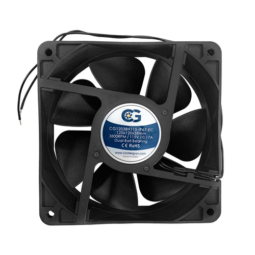 Coolerguys 120x38mm (120x120x38) High Airflow IP67 EC Fan (110vAC Input)