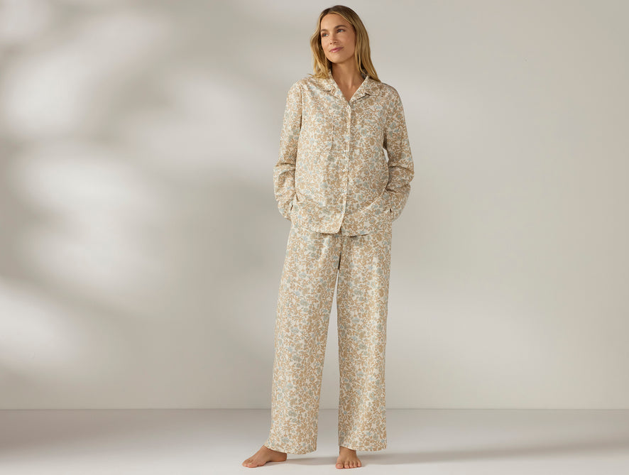 Women's Isla Organic Cotton Long Sleeve Pajama Set | Fawn Garden