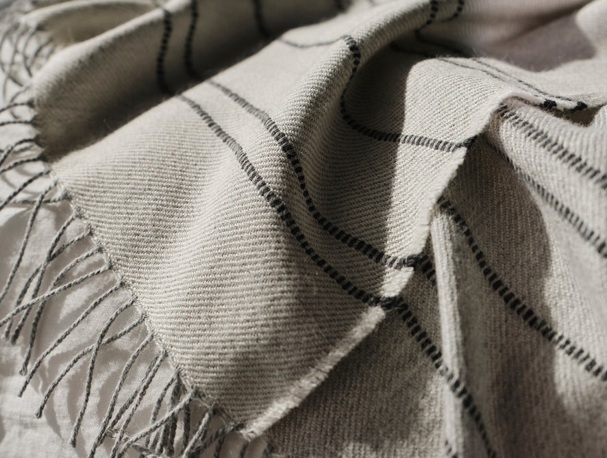 Lima Reversible Alpaca Throw | Ivory/Gray