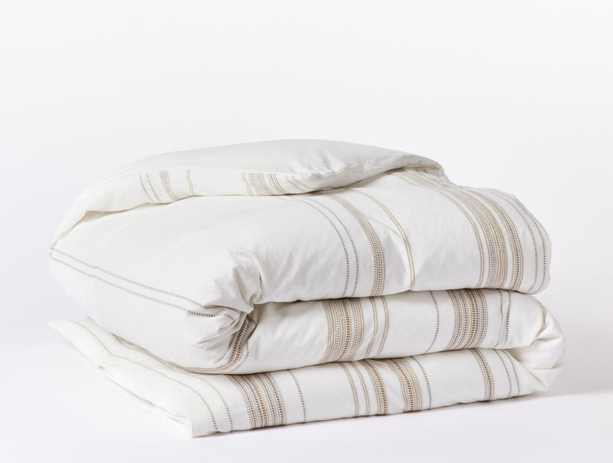 Lobos Organic Duvet Cover | Soft White w/Hazel