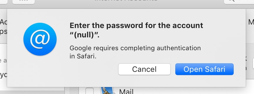 Gmail error macOS