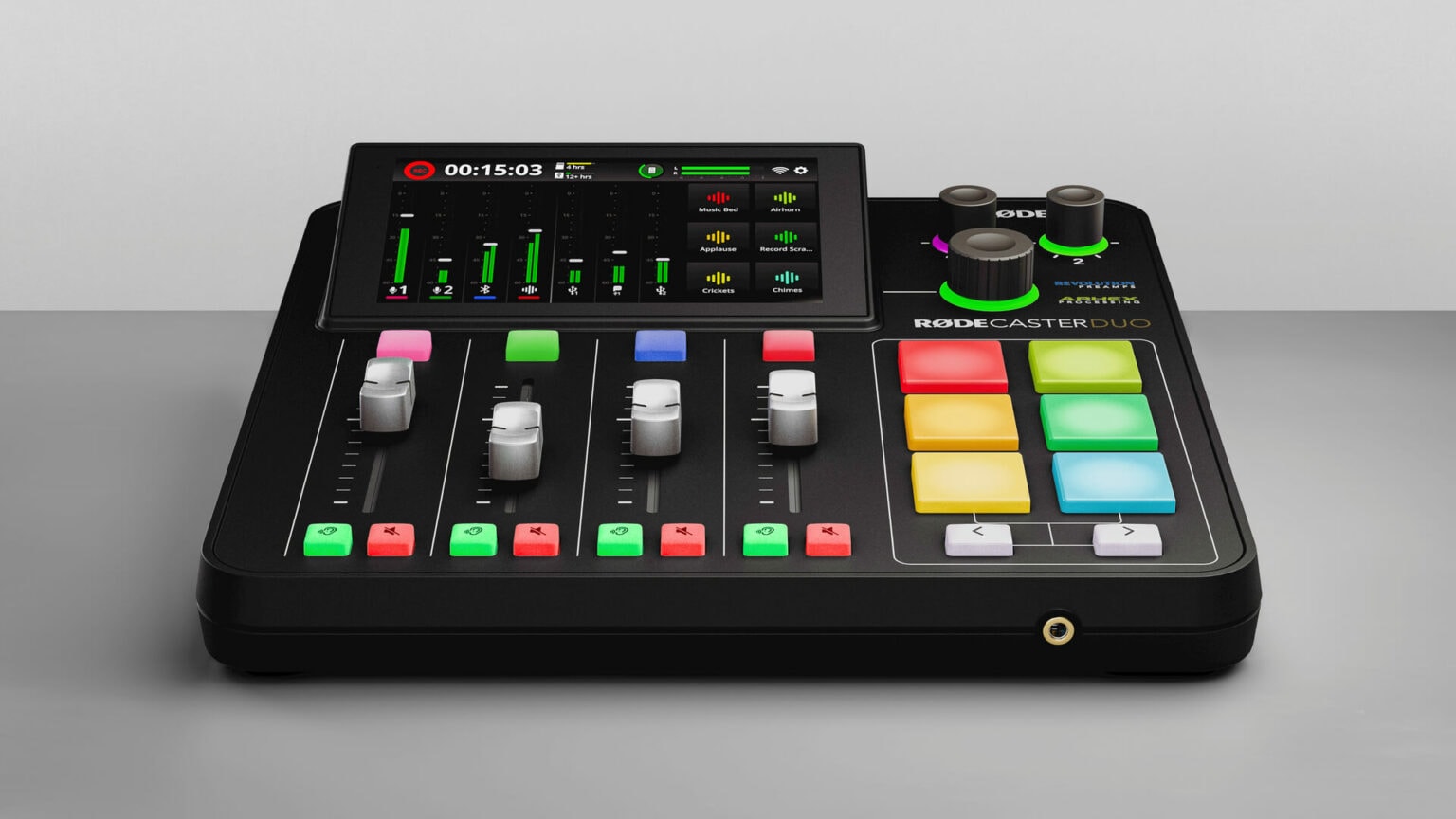 The compact, portable RødeCaster Duo can do everything the RødeCaster Pro II can do.