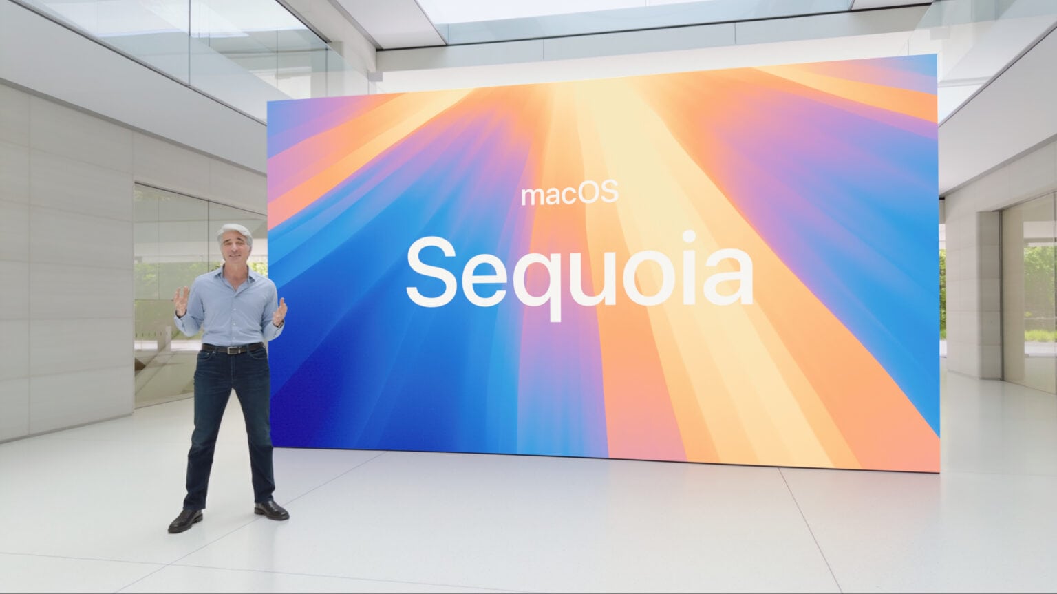 Apple software chief Craig Federighi unveils macOS Sequoia at WWDC24.