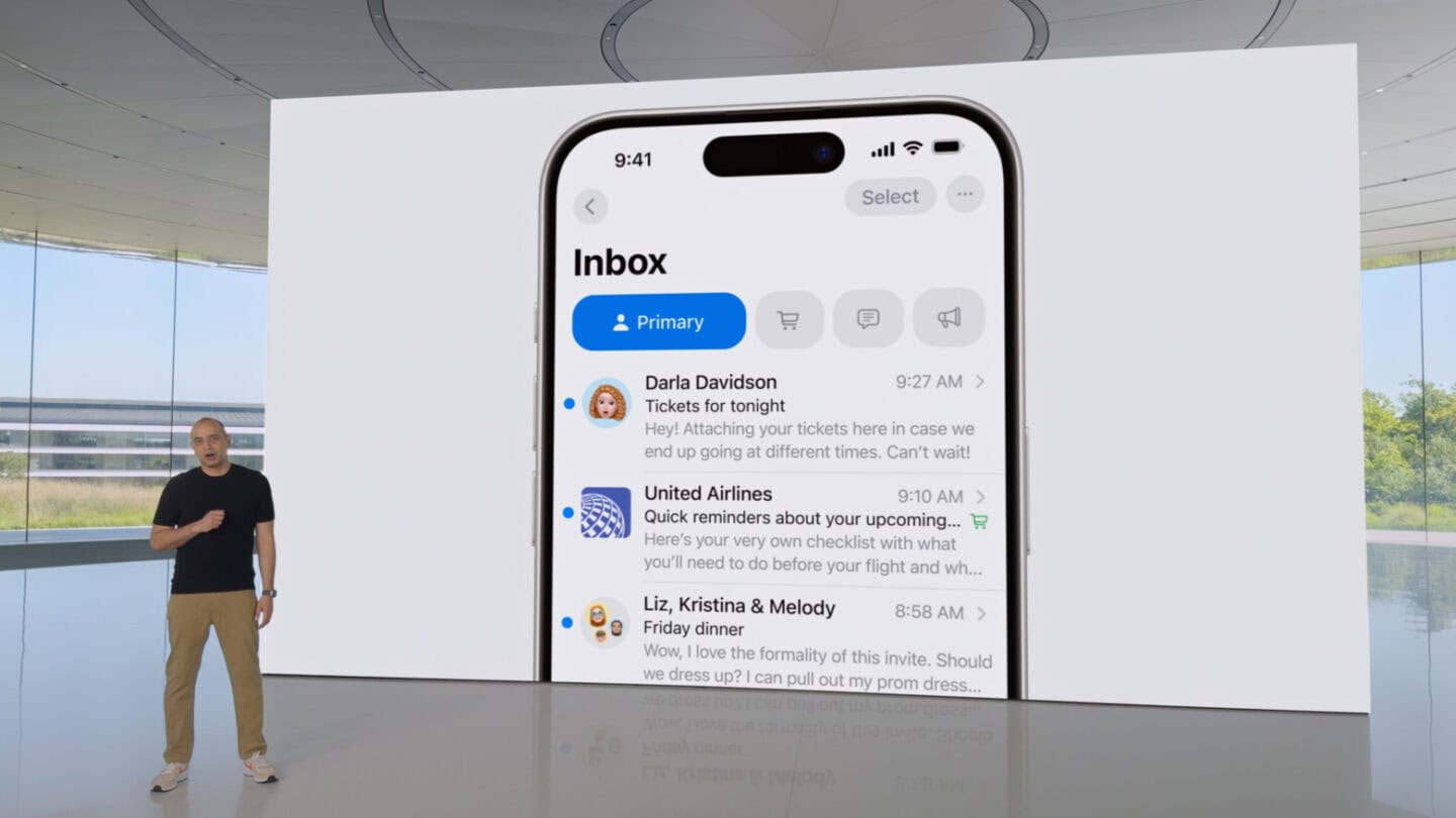 Apple Mail AI-powered message  categorization