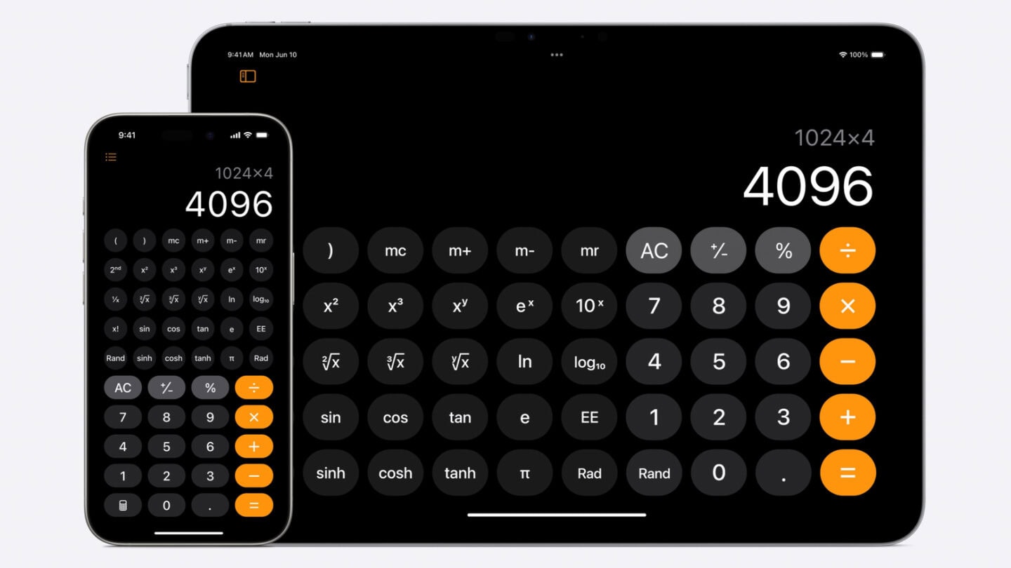 iOS 18 is also getting Apple's redesigned basic and scientific calculator.