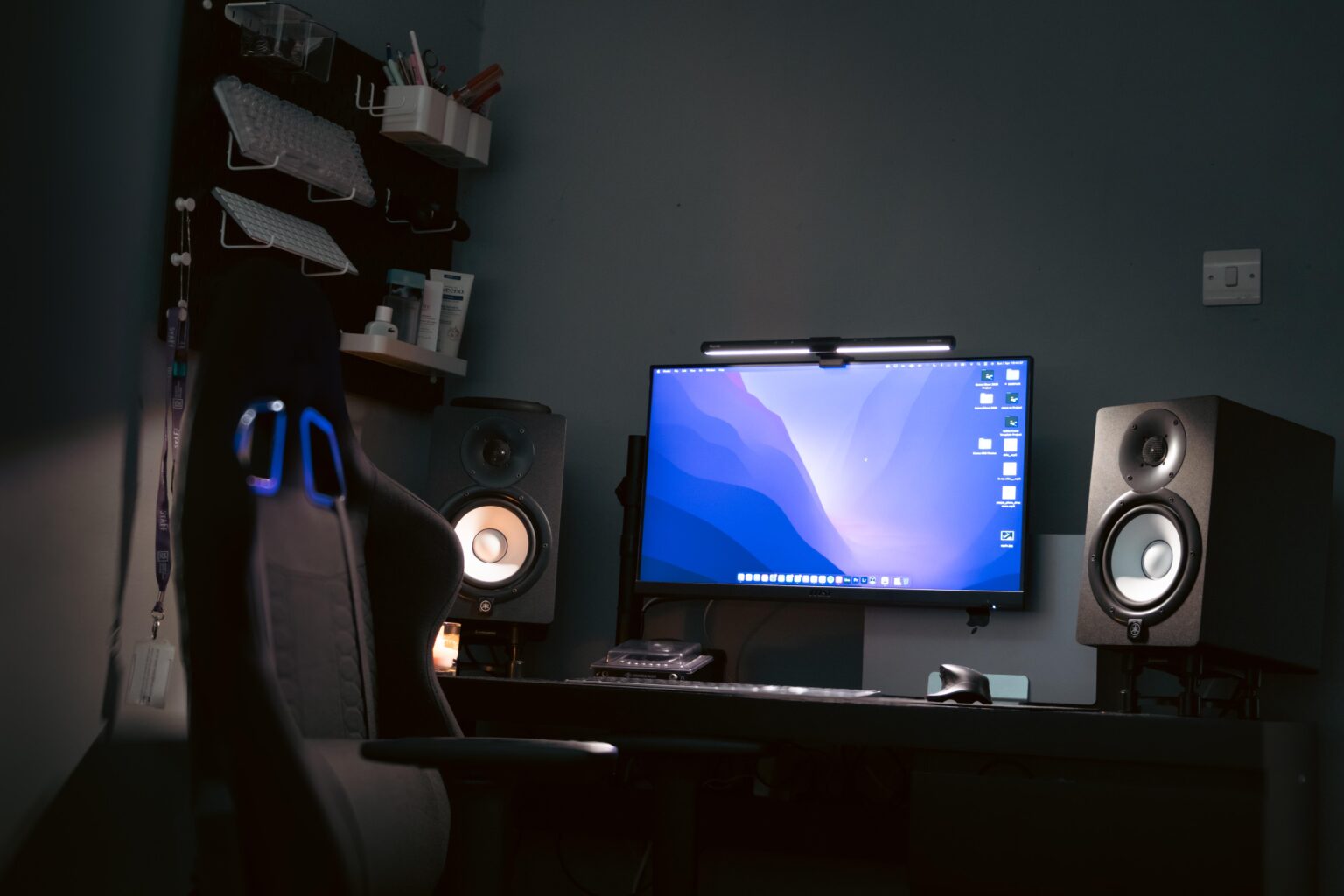 pegboard for setup storage