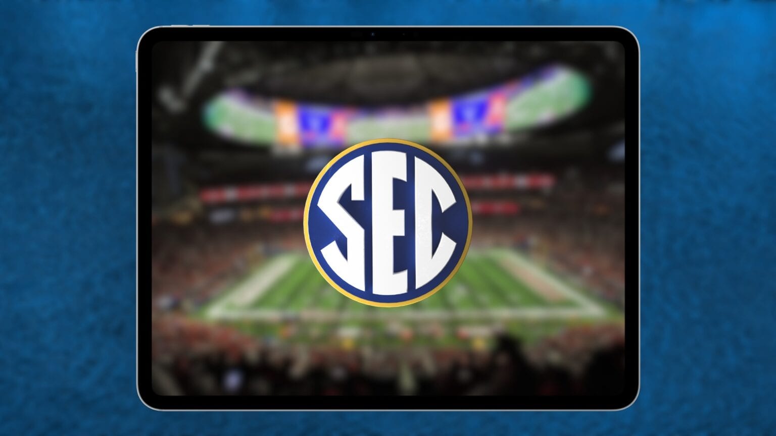 iPads in college football games - SEC logo on iPad