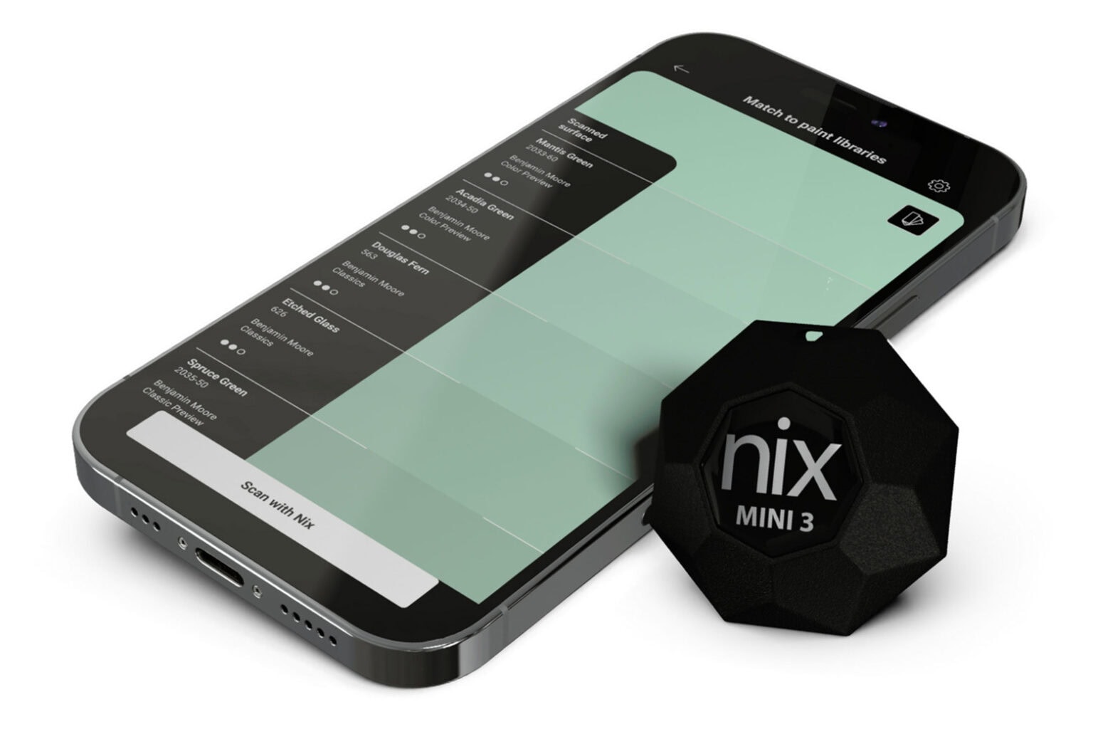 Product photo of the Nix Mini 3 RGB color sensor.