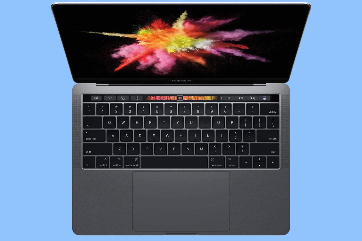 Product shot of refurbished MacBook Pro with Touch Bar