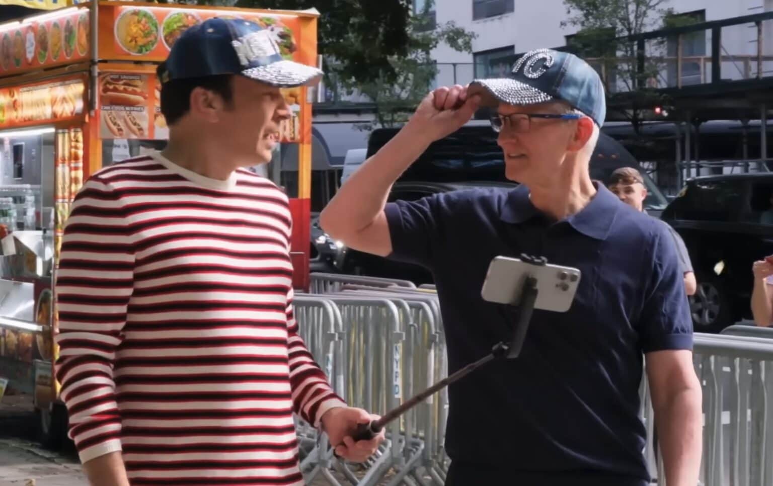 Tim Cook and Jimmy Fallon in Central Park