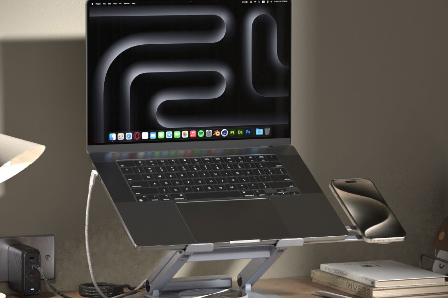 Product photo of the Casa Hub Stand Ultra laptop and tablet stand with USB-C hub.