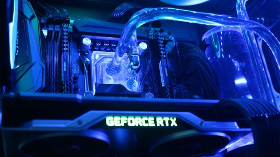 Blue hardline water-cooled PC