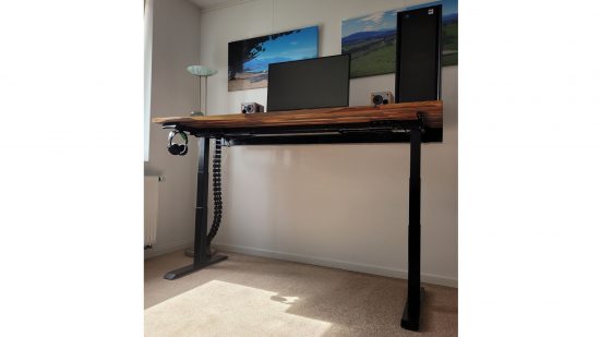 PVC pipe standing desk cable tidying solution 01