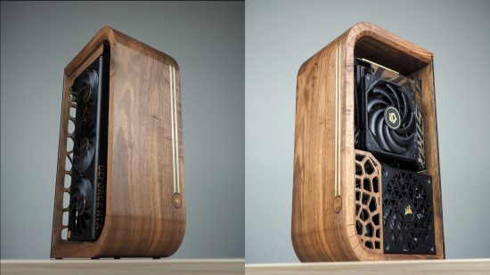 Walnut and brass wood PC build