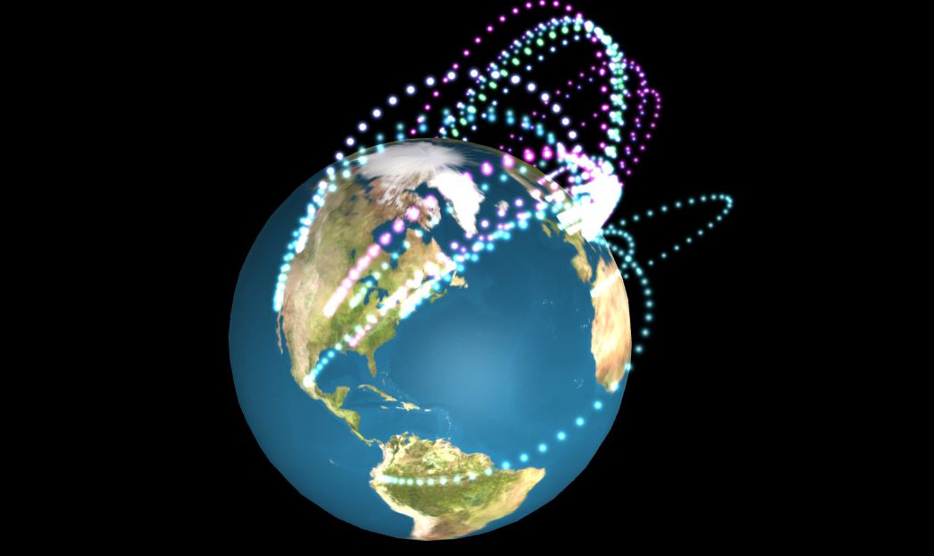   The service shows a 3D representation of network traffic related to attacks on a honeypot in Pisa. In addition, the service can be used to show the sources and destinations of a spam email campaign.