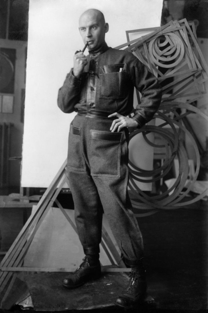 Futurist fashion: Aleksander Mikhailovich Rodchenko photographed in the Soviet Constructivist overall, 1922. 