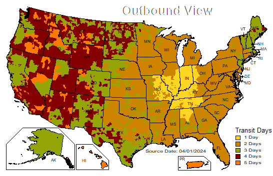 UPS Ground Map