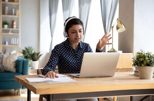 Women business owner on video call