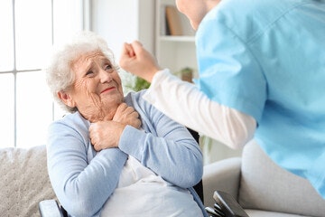 An elderly women being abused