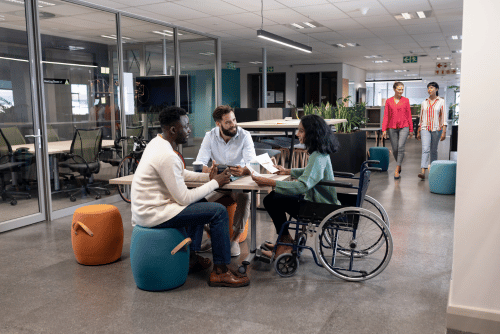 lady in wheelchair at work