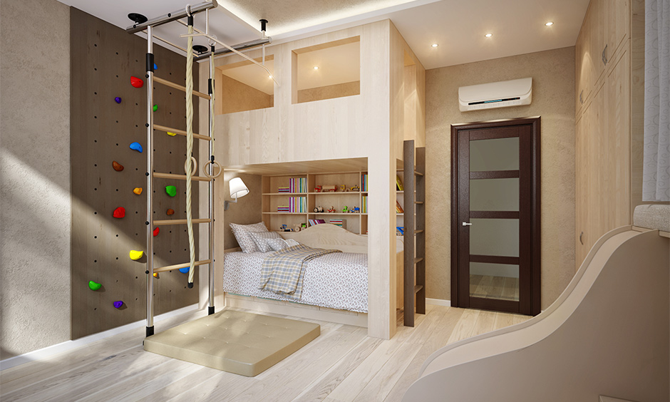 Modern double decker bed for kids with space for indoor adventure