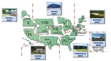 FEMA Regions: Region 1 in Boston, Maynard Mers. Region 2 in New York. Region 3 in Federick MERS National Capital Region (NCR). Region 4 in Atlanta, Thomasville MERS. Region 5 in Chicago. Region 6 in Denton MERS. Region 7 in Kansas City. Region 8 in Denver MERS. Region 9 in Oakland. Region 10 in Seattle, Bothell MERS.