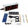 4 Digit DIY Electronic Clock kit Multicolor LED time Week Temperature Date Display with Clear case Cover (blue)