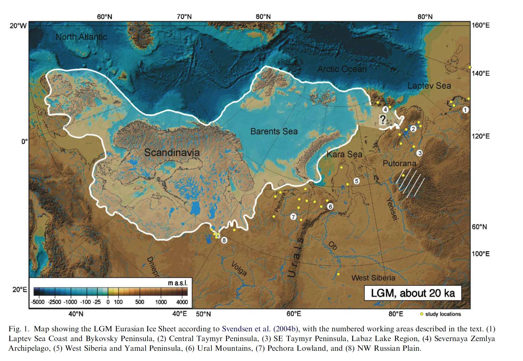 Ice Age Maps showing the extent of the ice sheets