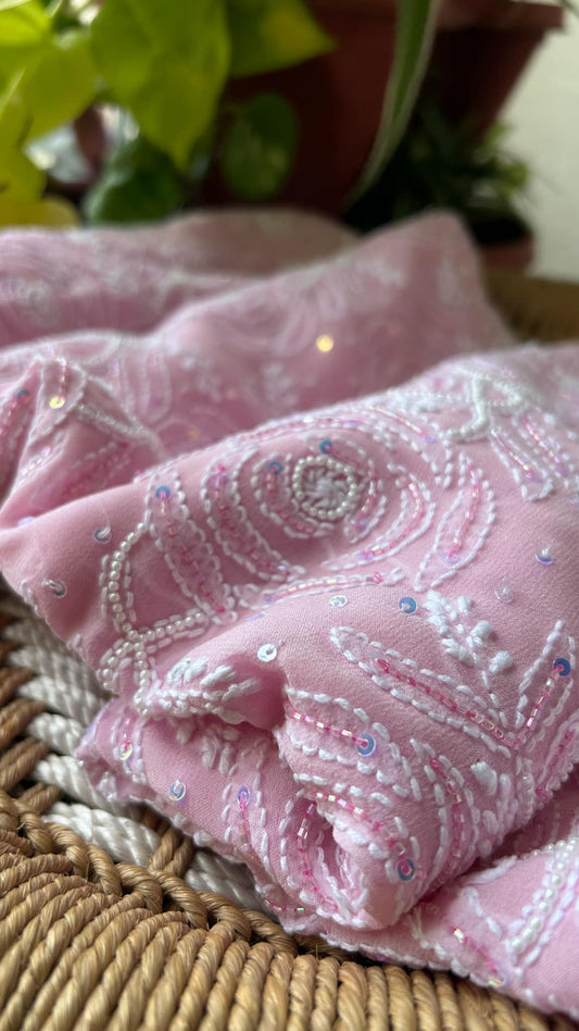 Pink Chikankari Pearl Cut Dana Suit