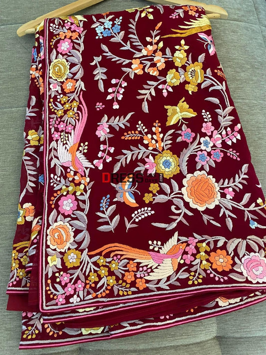 Fine Parsi Gara Multicolour Embroidery Saree