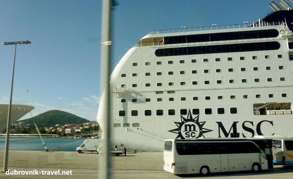 MSC Cruise ship docking in Dubrovnik