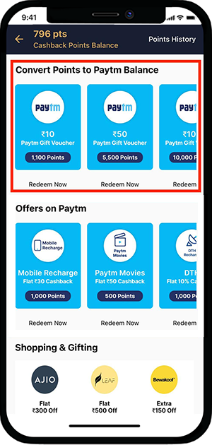 paytm cahsback points