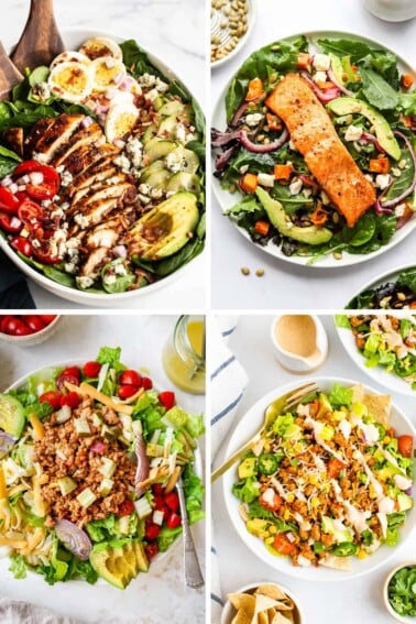 Collage of four dinner salad photos.