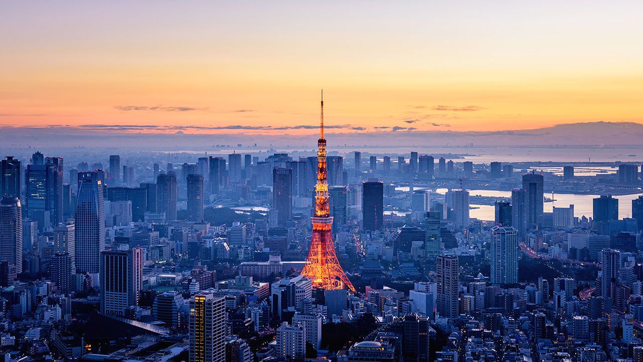 Tokyo skyline at dawn