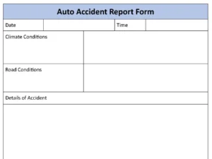 Auto Accident Report Fillable PDF Form