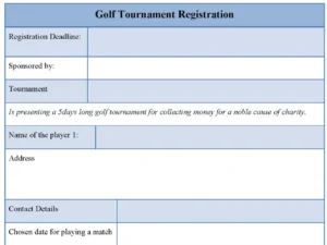 Golf Tournament Registration Fillable PDF Form