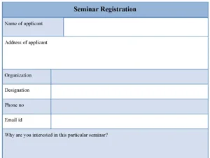 Seminar Registration Fillable PDF Form