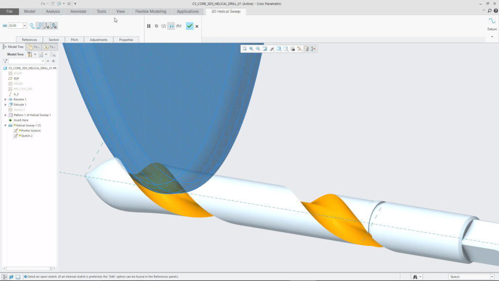 The Volume Helical Sweep tool in a grinding wheel scenario.Check out the new Volume Helical Sweep tool to create accurate 3D geometric representations for parts that are machined with cutting tools.