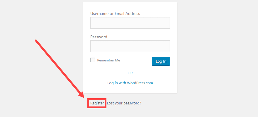 WordPress User Registration Page