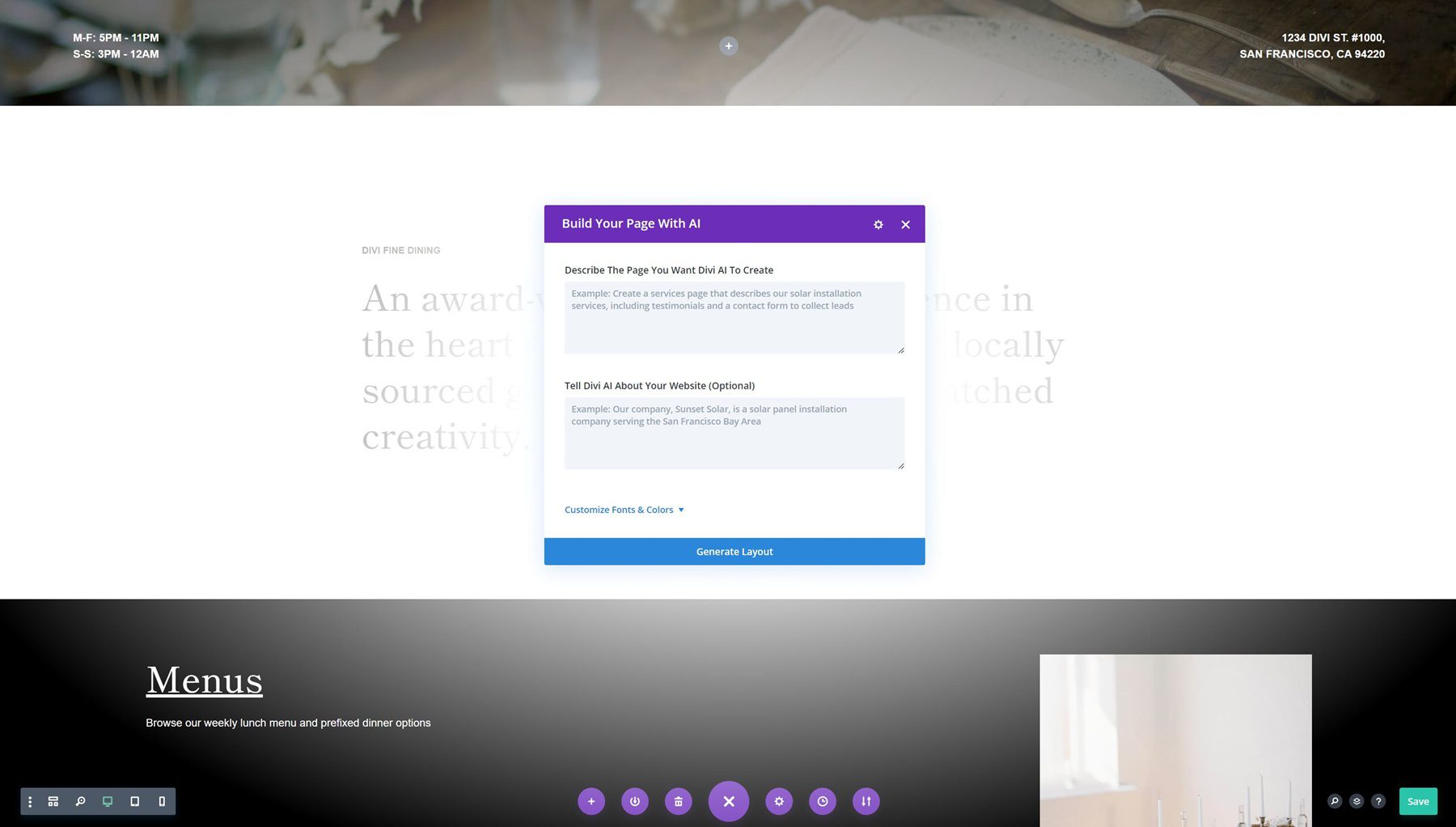 A screenshot of the Divi AI interface