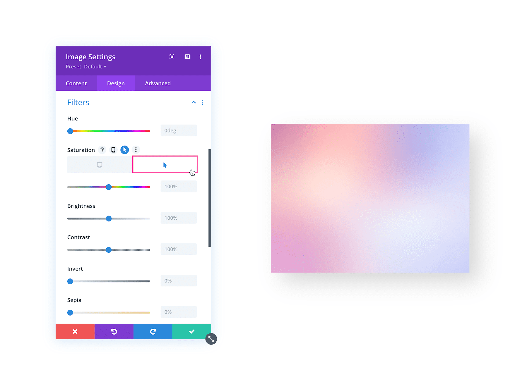 divi hover options