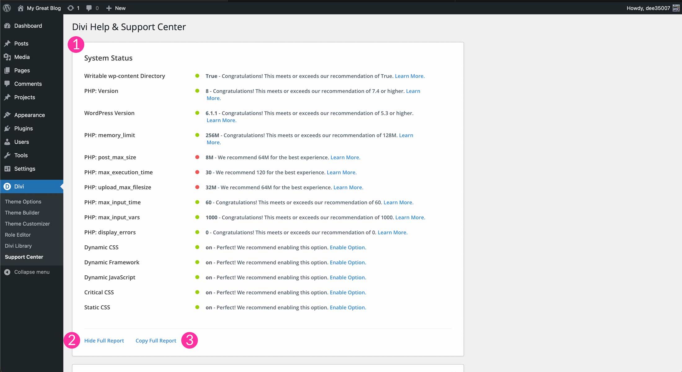 system status