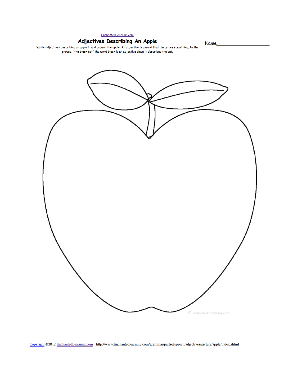 Apples at EnchantedLearning.com Throughout Parts Of An Apple Worksheet