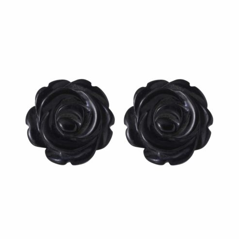 Whitby Jet Rose Stud Earrings