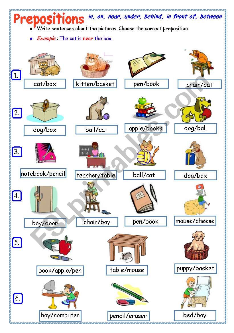 Prepositions of Place worksheet