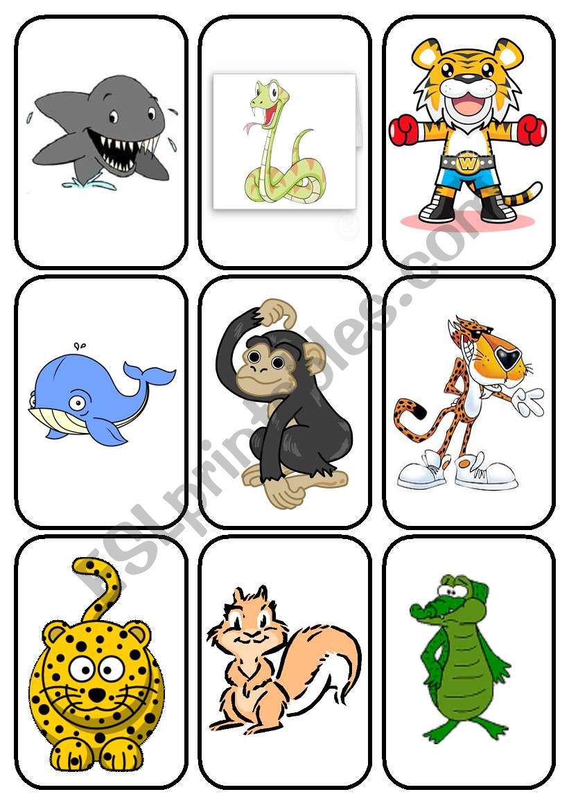 ANIMAL FLASHCARD 2 - ESL worksheet by LUCKYNUMBER2010