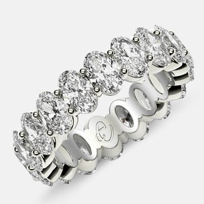 Prong Set Eternity Ring with Oval Diamonds in 18k White Gold