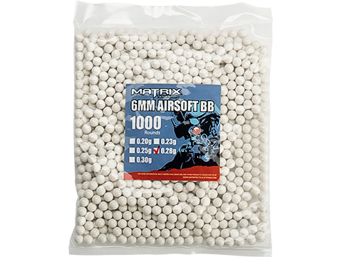 Matrix Match Grade 6mm Airsoft BBs (Color: .28g / 1000 Rounds / White)